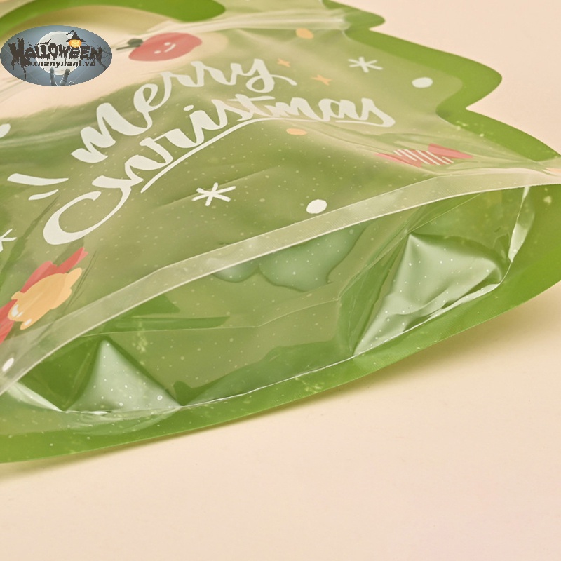 Set 10 Túi Đựng Quà Có Khóa Kéo In Họa Tiết Giáng Sinh Dễ Thương