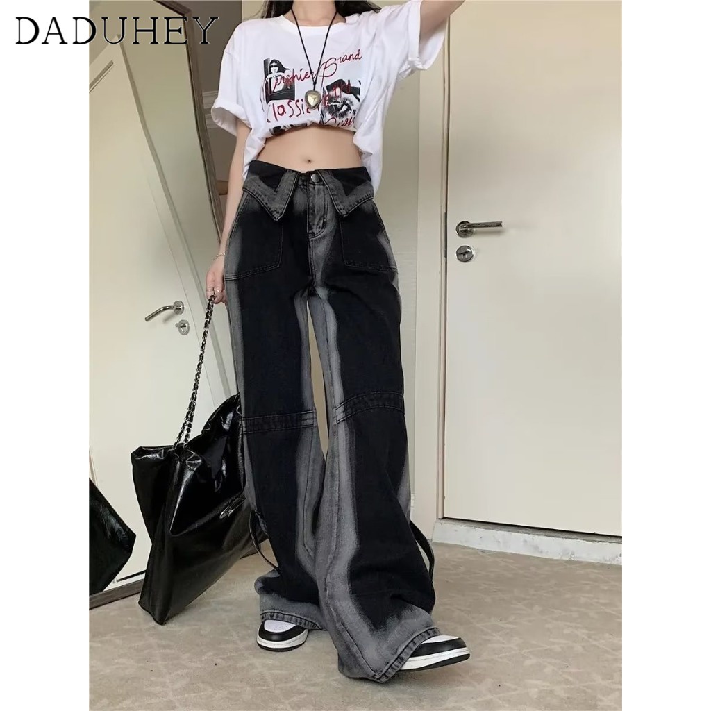 Ảnh Quần jean DADUHEY dài mỏng ống rộng thoải mái cạp cao thời trang retro đường phố cao cấp kiểu Mỹ 4