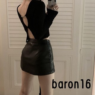 Chân Váy Da pu Ôm Dáng Màu Trơn Thời Trang Cho Nữ Đen
