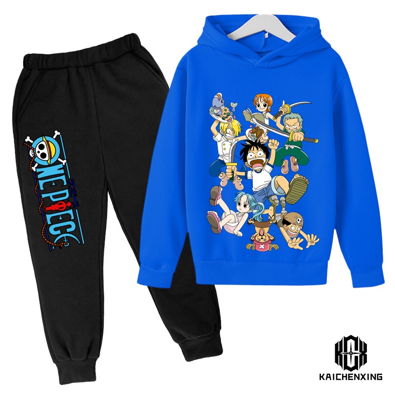 One Set Đồ 2 Món Gồm Áo hoodie In Hình luffy Hoạt Hình Thời Trang Xuân Thu Cho Bé Trai