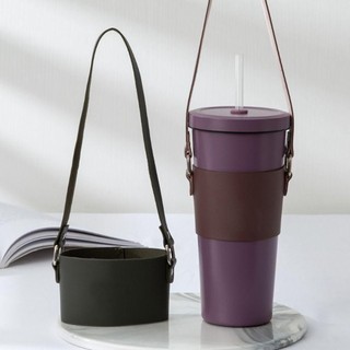 JKDESIGN Tay cầm chai nước Dây đeo vai, Chai 30-40oz Tay cầm cốc đa năng, Da PU di động có dây đeo Chai nước Sling để cắm trại