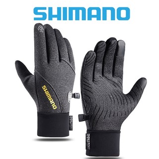 Mới Shimano Mùa Thu Ngoài Trời Nam Găng Tay Câu Cá Chống Thấm Nước Màn Hình Cảm Ứng Dày Plus Lông Cừu Chống Trơn Trượt Full Ngón Tay Găng Tay Câu Cá Nam