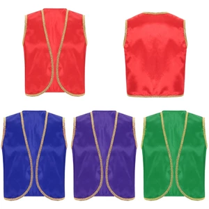 Nam Halloween Cao Cấp Hoàng Tử Ả Rập Stain Vest Sáng Bóng Vàng Viền Mở Phía Trước Cong Áo Khoác Eo Ấn Độ Ả Rập Trang Phục Hóa Trang