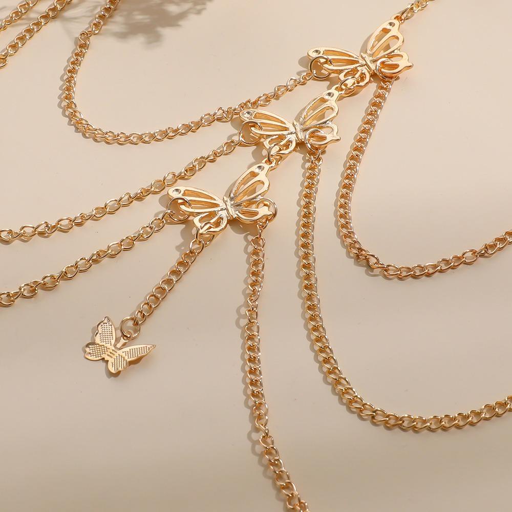 Dây Xích Chân Bướm MONOSTYLE, Dây Xích Đùi Bướm Co Giãn, Bán Ren Xu Hướng Gợi Cảm Đi Biển Trang Sức Cơ Thể Nữ