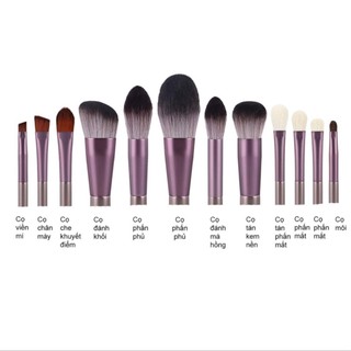 SET cọ CC 12 chi tiết kèm túi da màu hồng