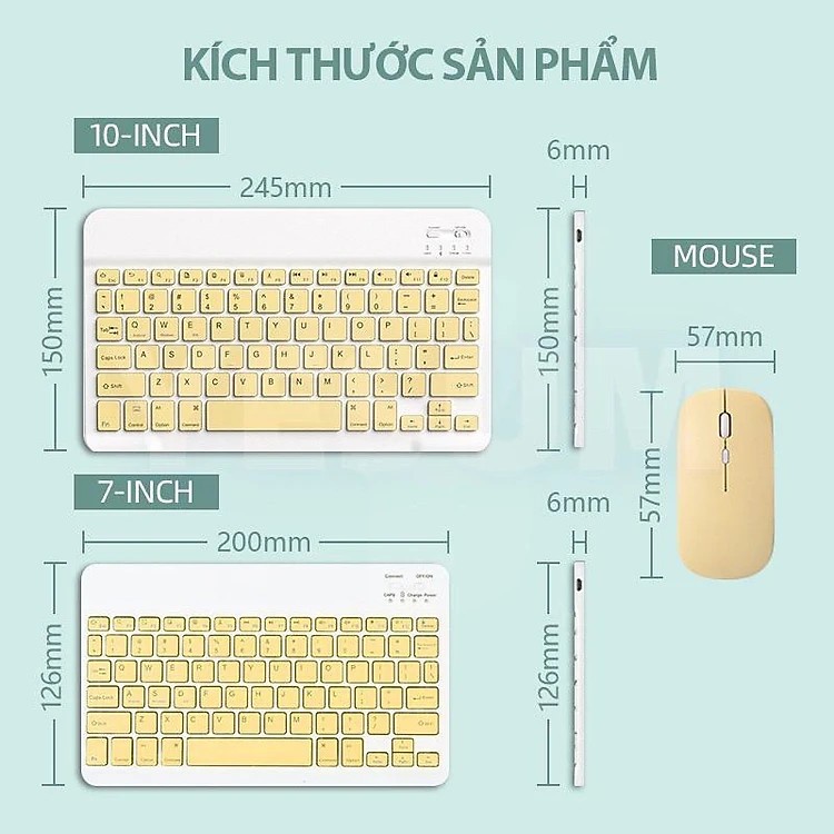 Combo bàn phím chuột bluetooth dành cho văn phòng , chơi game công nghệ chống ồn 10inch