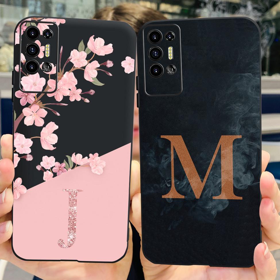 Vỏ Tecno Pova2 Ốp lưng LE7 LE7n Hoa thẩm mỹ Chữ cái Sơn mềm TPU Ốp lưng Tecno Pova 2 Vỏ điện thoại Ốp lưng silicon đen