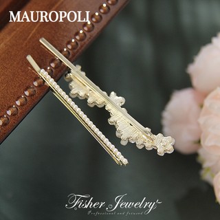 Mauropoli Bộ kẹp tóc hoa đường cong ngọc trai cổ tích, tinh tế, kẹp phẳng giữ tóc gãy, phụ kiện tóc