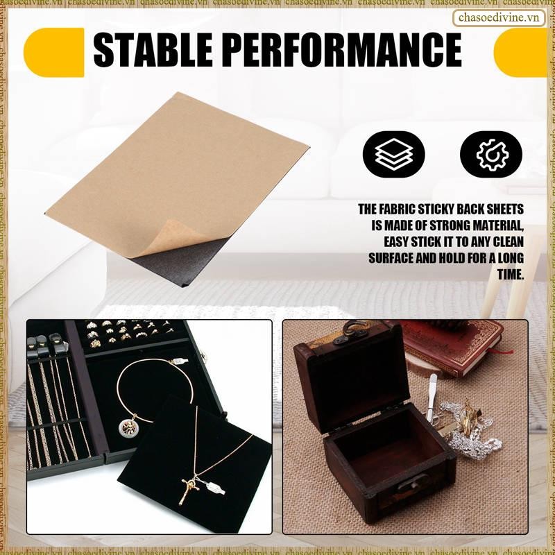[K O G X] 10 Chiếc Vải Nỉ Tự Dính, Lót Ngăn Kéo Nhung Mềm, Vải Nhung DIY Cho Nghệ Thuật & Thủ Công Hộp Trang Sức Nỉ Lót, Đen