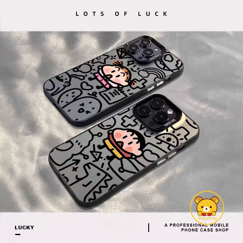 Ốp điện thoại mờ Crayon Shin-chan dễ thương cho iPhone 16 Pro Max 16 15 Plus 14 Plus 15 14 Pro Max 13 Mini 13 Pro Max Vỏ hoạt hình vui nhộn Vỏ cứng chống rơi