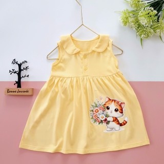Váy cổ sen chính hãng Bunny chất thun cotton mát cho bé từ 1-5 tuổi
