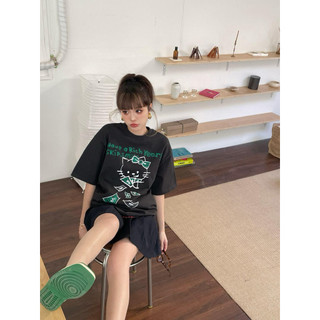 HIIXIIVI 2025 Mới 100% Cotton Áo Thun Nữ Tay Ngắn Cổ Tròn Baggy Rời Áo Ootd In Độc Đáo