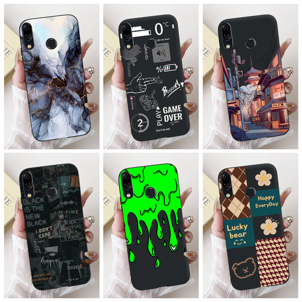 Ốp Điện Thoại Màu Đen Nghệ Thuật Cho Asus Zenfone 5 ZE620KL ZF620KL Ốp Lưng Asus Zenfone 5Z ZS620KL Silicon Mềm Mặt Trăng Ban Đêm