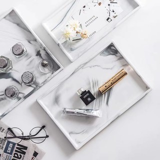 MANDY HOME  Khay Đựng Trà / Trang Sức Hình Chữ Nhật Họa Tiết Đá Hoa Cương