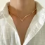 Vòng cổ chuỗi rắn phẳng hình chữ V BTF dành cho nữ Vòng cổ Chocker xương đòn cổ điển