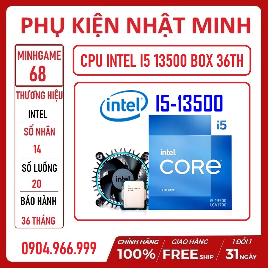 Bộ vi xử lý CPU Intel Core i5-13500 BOX nhập khẩu (Up to 4.80GHz