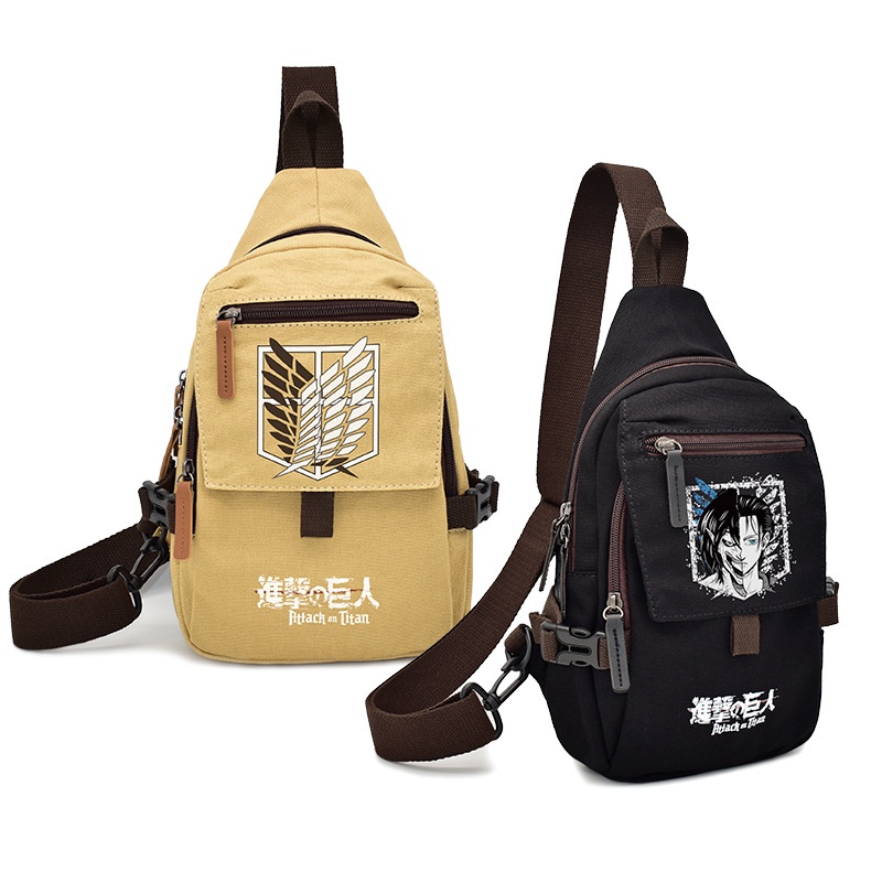 Gc2 One Piece Naruto Attack on Titan Phim hoạt hình anime túi ngực Vải nam đeo chéo Túi đeo chéo dung tích lớn túi thắt lưng thông thường
