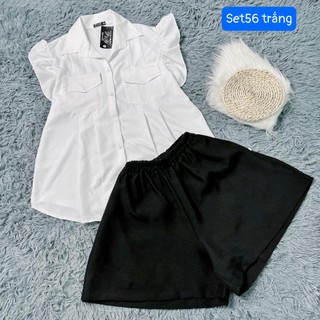 Set Sơ Mi Cánh Tiên Bigsize Nữ Thiết Kế Phối Quần Đùi Lưng Thun Có Túi Dáng Vừa Phù Hợp Cho Các Nàng SET907