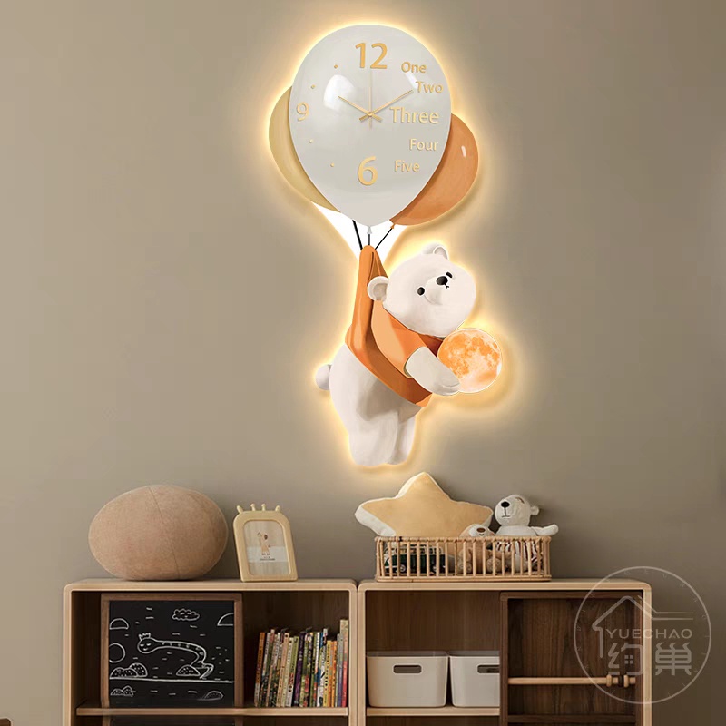 Đồng Hồ 3D LED Bong Bóng Gấu Dễ Thương Teo Phòng Khách, Phòng Phủ, Quán cafe, Nhà Trẻ, Quà Tặng Người Thân