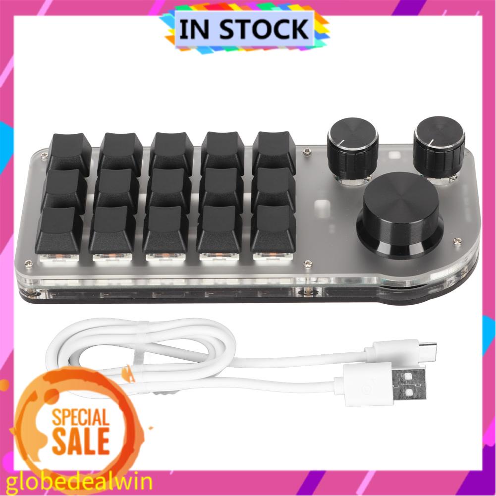 Globedealwin Programmable 3 Knobs 15 Keys Portable RGB BT DIY ...