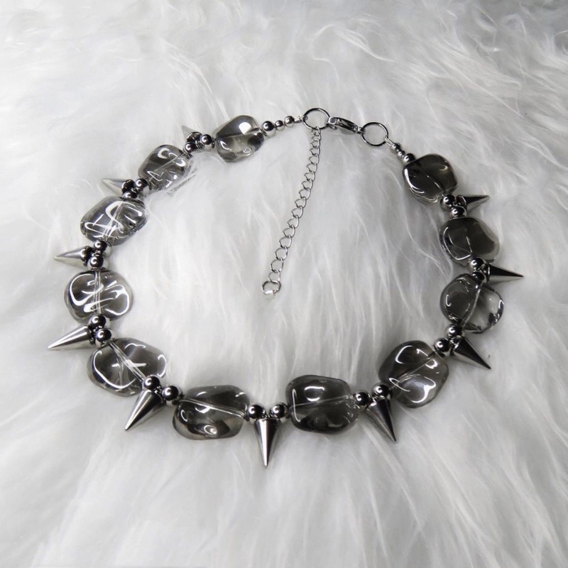 Jenniferab Rock Spike Rivet Vòng cổ Hip Hop Phong cách sành điệu