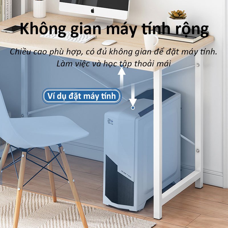 SUNNY Bàn làm việc khung bàn học mặt bàn gỗ MDF phủ melamine chống ẩm tốt chân sắt hộp lớn 25x50mm