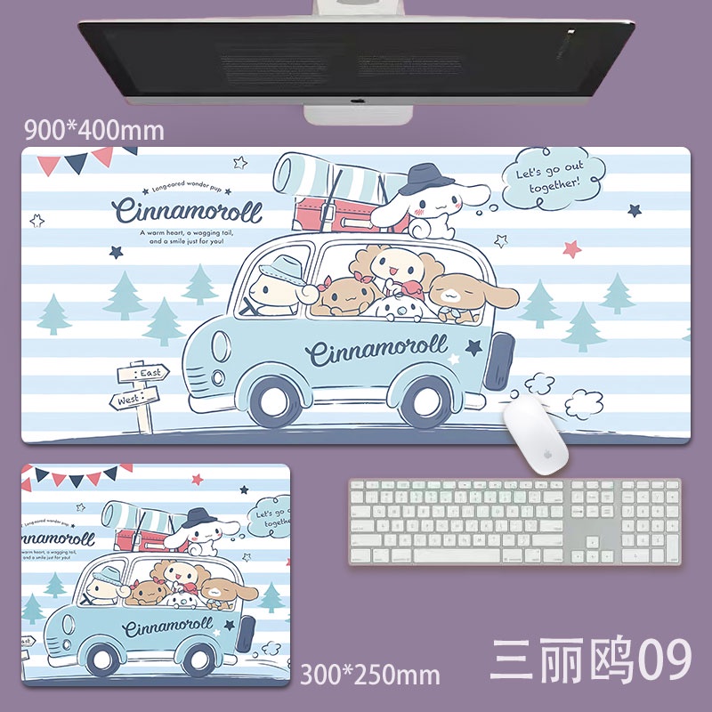 Sanrio Hoạt Hình Lớn Miếng Lót Chuột Dễ Thương Cinnamoroll Kuromi Anime Chống Trơn Trượt Miếng Lót Bàn Laptop Bàn Phím Thảm
