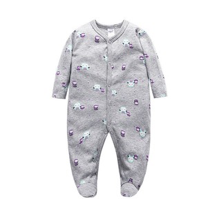 Bộ Đồ Ngủ Liền Thân Bằng Cotton Tay Dài Thời Trang Xuân Thu Dành Cho Bé