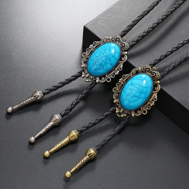 Dasbsug Vintage Bolo Tie Nam Thanh Lịch Hoa Ngọc Mặt Dây Chuyền Bolo Tie Cà Vạt Trang Sức