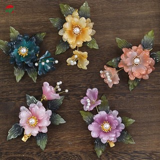 Người Phụ Nữ Kẹp Tóc Hoa Kẹp Phong Cách Retro Màu Sắc Nhẹ Nhàng Hoa Lá Xanh Mũ Đội Đầu