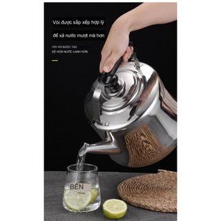 Ấm Đun Nước 3L Inox Hilogi Dùng Được Bếp Từ ,Các Loại Bếp , Có Reo Khi Sôi quai xách chắc chắn