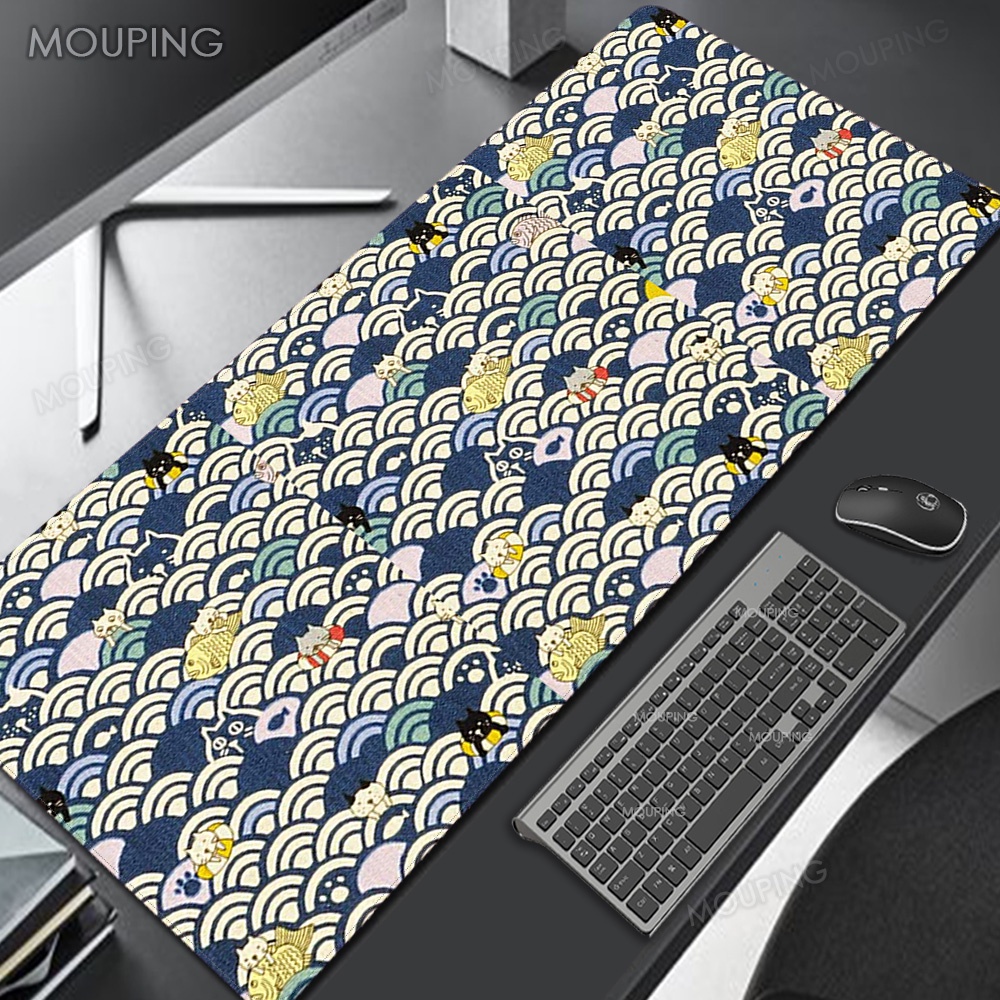 Japane Đen Sóng Lớn Chuột Miếng Lót Bàn Cao Su Thảm Xxl Mousepad Nghệ Thuật Thảm Cao Su Chuột Thảm Bàn Thảm Pc Thảm Phụ Kiện Văn Phòng