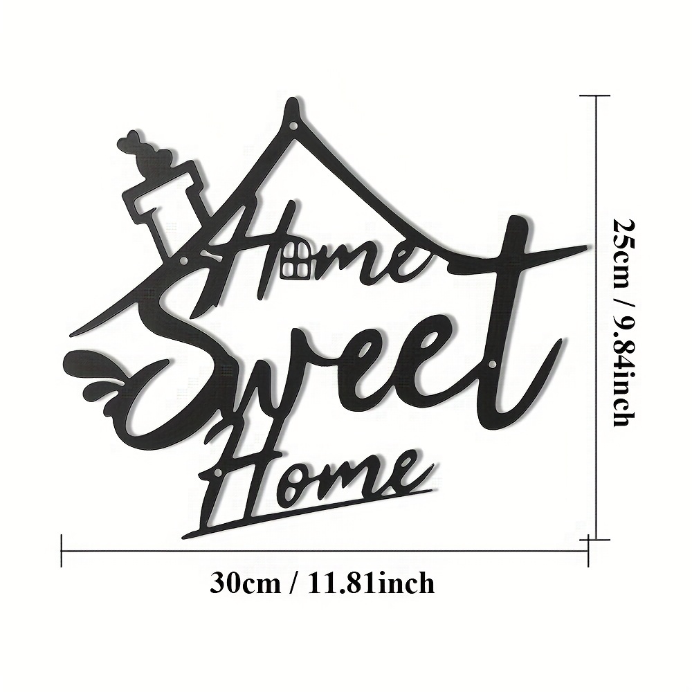 1 Biển hiệu treo tường kim loại "Home Sweet Home" - Trang trí cửa & tường nhà trang trại mộc mạc, Quà tặng tân gia cổ điển cho phòng khách, phòng ngủ & lối vào​