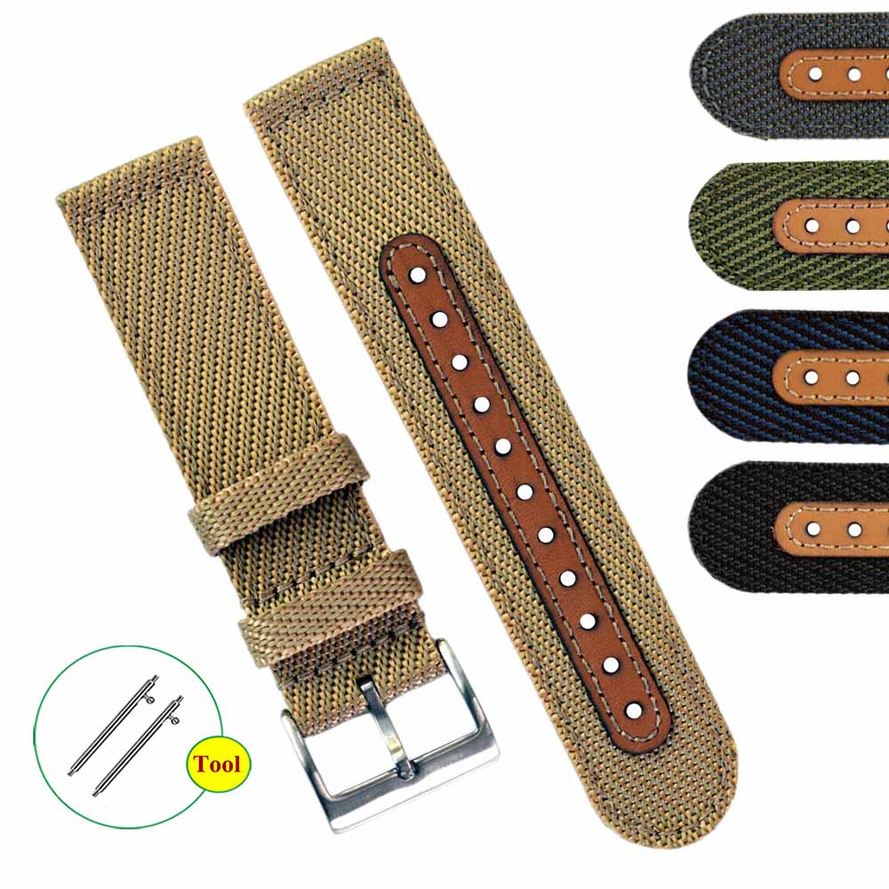 Dây Đeo Đồng Hồ Bằng Vải canvas nylon Dệt 18mm 20mm 22mm Thời Trang Mùa Đông Cho Nam Và Nữ