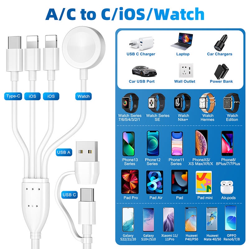 Ảnh Dây cáp sạc HDOORLINK từ tính 6 trong 1 thích hợp cho i-watch series 8 / 7 / 6 / se / 5 / 4 / 3 / 2 / 1 3