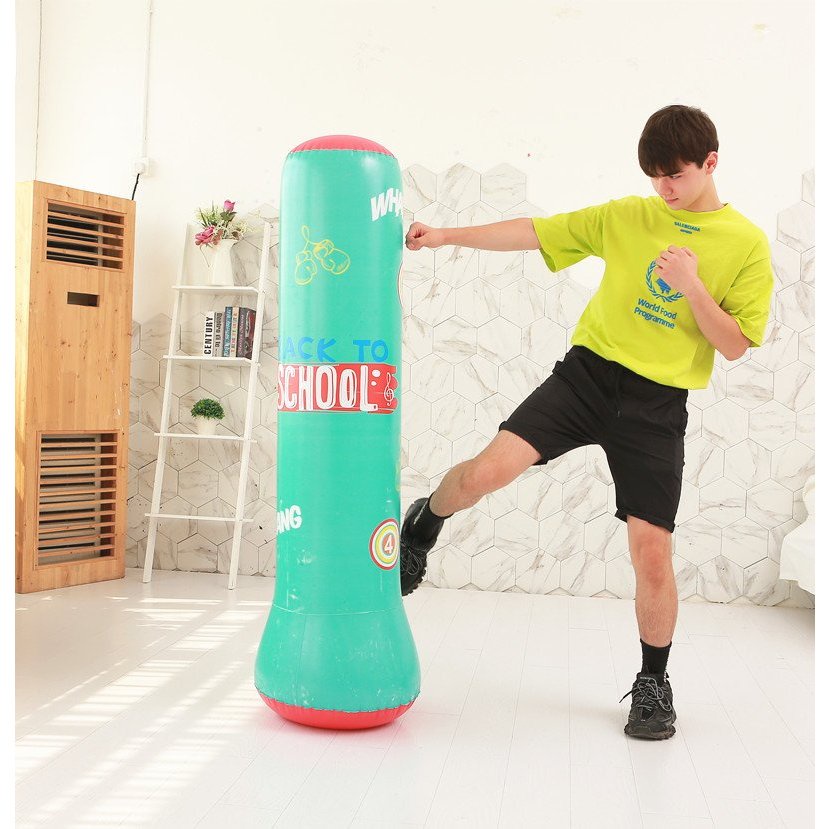 Bao trụ đấm bốc đấm bốc cho bé bộ boxing tự cân bằng cho bé cao 1m2 bơm hơi chất cao su tặng kèm bơm KIDSTORE