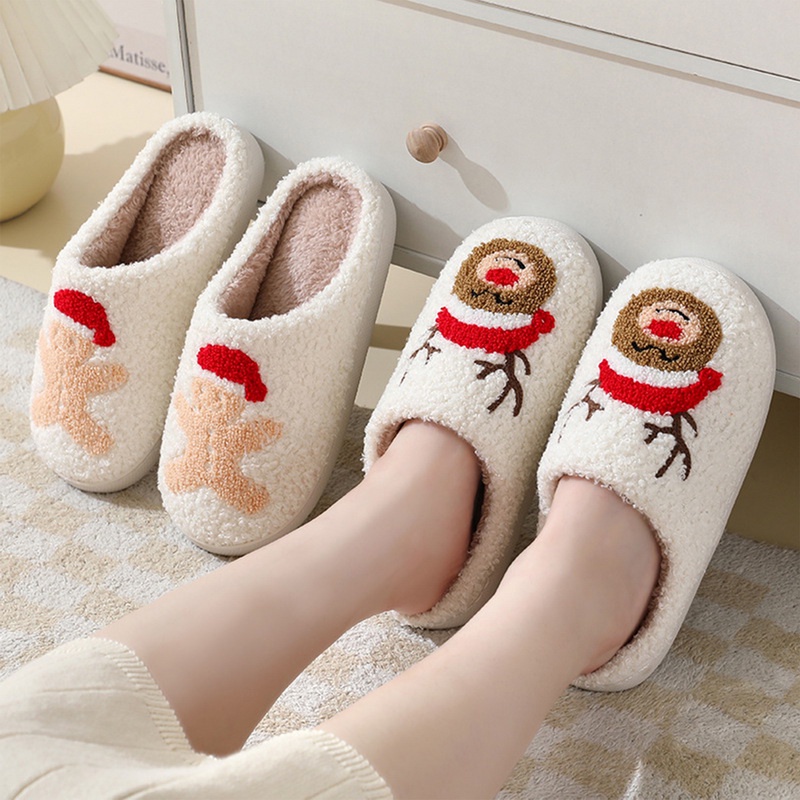 Dép Bông Đi Trong Nhà Hình Tuần Lộc Giáng Sinh Dễ Thương Cho Cặp Đôi