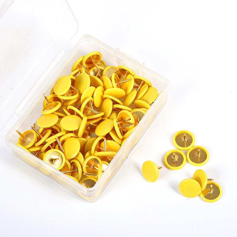 ITRUMPET 100 Cái Tacks, Bảng thông báo vẽ bản tin Chân đẩy tròn, Đồ dùng văn phòng Màu kim loại Đầu tròn Tacks Point Cork Board Tacks