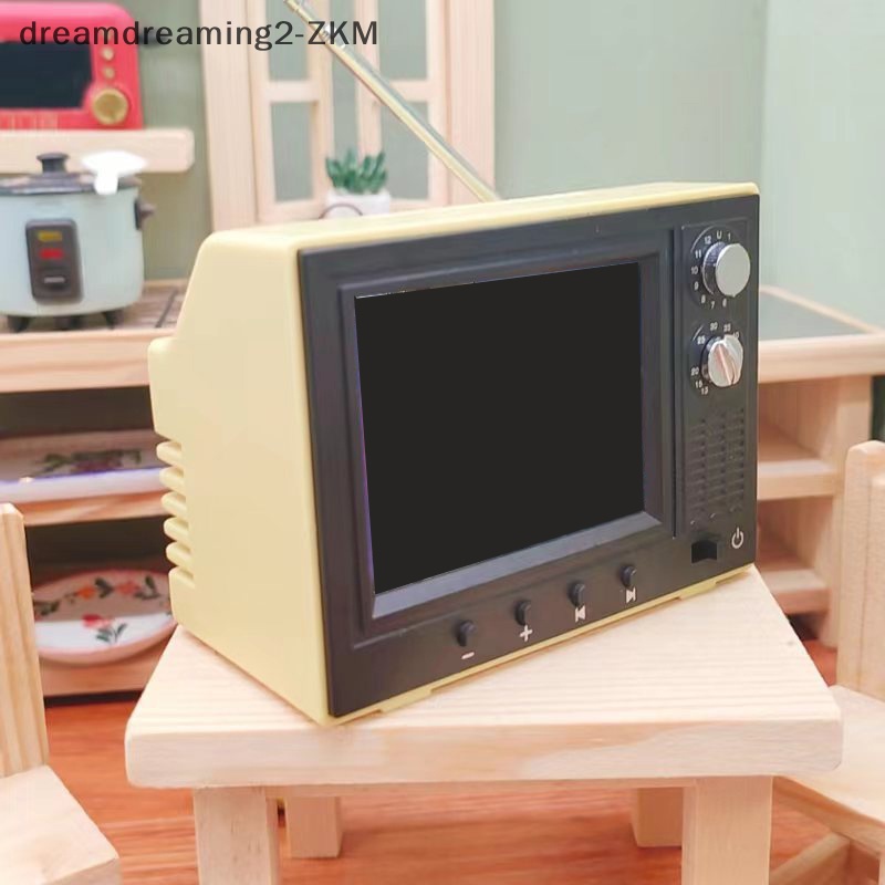 [dreamdreaming] 1: 12 Nhà búp bê TV thu nhỏ có thể chơi được Mô hình truyền hình Video phòng khách Thiết bị gia dụng Trang trí Phụ kiện nhà búp bê [zkm]