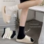 Vớ cotton cổ cao màu trắng đen đơn giản thời trang thu đông