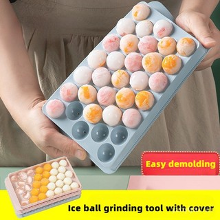 Khuôn Làm Đá Bi Tròn 33 Ô 3D Có Nắp Đậy DIY 16ZC Tiện Lợi Dành Cho Làm Cocktail / Đồ Uống