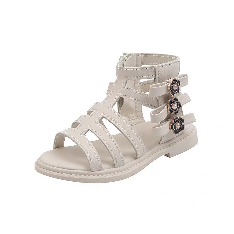 sandal bé gái chiến binh hoa có khoá kéo cinh xắn chống trượt size đai đi học đi chơi 516 Chip & mom