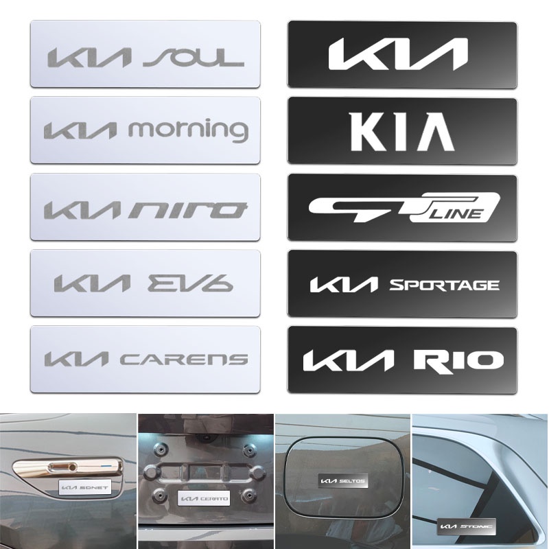 Bộ 4 Miếng Dán Logo 3D Bằng Kim Loại Trang Trí Xe Hơi Sonet Niro Hybrid Cerato Stonic Rio Sportage Morning Seltos K2 K3 K5