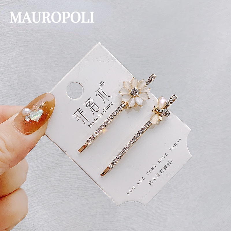 Mauropoli Kẹp Tóc Mắt Mèo Phong Cách Hàn Quốc Dễ Thương, Kim Cương Giả, Dùng Cho Tóc Gãy, Phù Hợp Sinh Viên