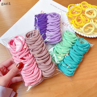 Set 1 / 50 Dây Cột Tóc Cao Su Co Giãn Màu Trắng Đen Cho Bé Gái
