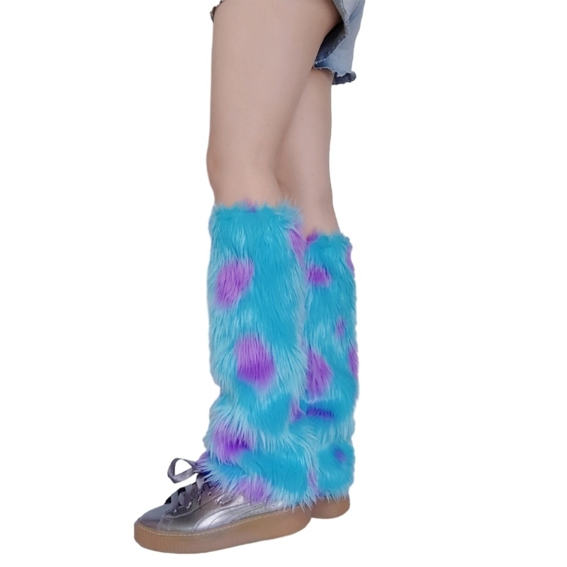 Dassbsug Nữ Quái Vật Cosplay Lông Chân Ấm Mùa Đông Ấm Áp Dày Fuzzy Sang Trọng Boot Vòng bít