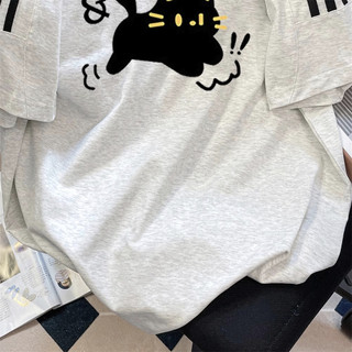 HIIXIIVI Mới 100% Cotton Unisex Áo Thun Nữ Tay Ngắn Nam Nữ Baggy Cổ Tròn Rời In Độc Đáo Cặp Đôi Tee