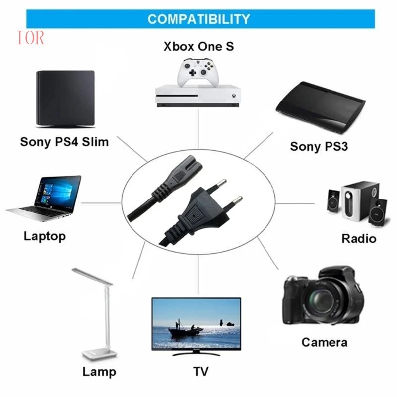 Ior IEC C7 Cáp Nguồn 2Pin EU Sang C7 Dây Nối Dài Cho Loa Màn Hình LCD