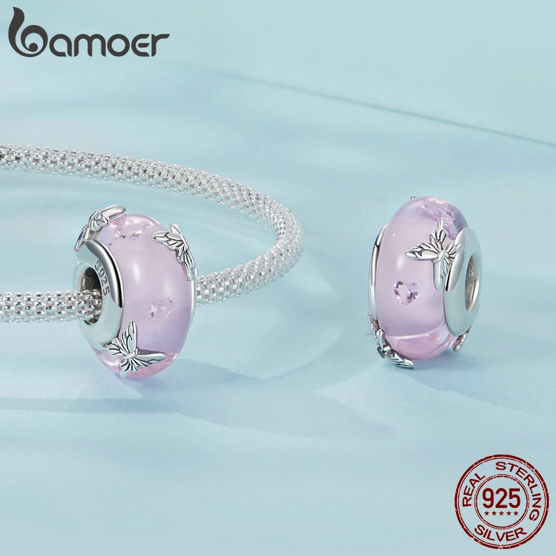 Bamoer Mặt Dây Chuyền Hình Bướm Bằng Thủy Tinh Bạc 925