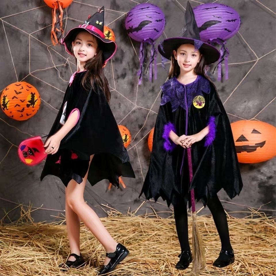 Đầm Hóa Trang halloween Nhân Vật Phù Thủy Dễ Thương Cho Bé